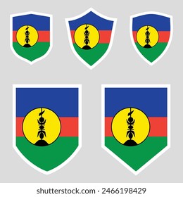 Bandera de Nueva Caledonia en marco de escudo
