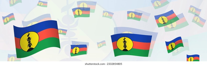New Caledonia flag-themed abstract design on a banner. Abstract background design with National flags. Vector illustration.