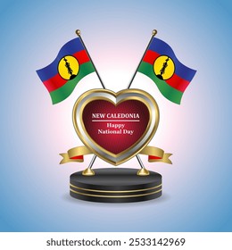New Caledonia Happy National Day small table flag with Golden Heart