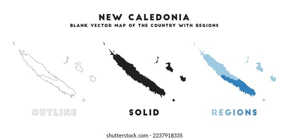 New Caledonia map. Borders of New Caledonia for your infographic. Vector country shape. Vector illustration.