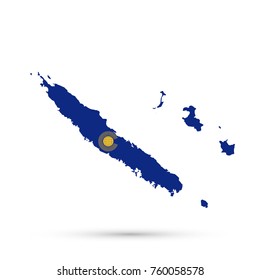 New Caledonia map in Commonwealth of Nations flag colors, editable vector.