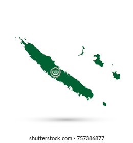 New Caledonia map in Cooperation Council for the Arab States of the Gulf (GCC) flag colors, editable vector.