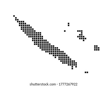 New Caledonia map. Map of New Caledonia in dotted style. Borders of the country filled with rectangles for your design. Vector illustration.