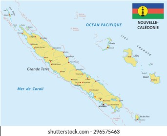 New Caledonia Map With Flag