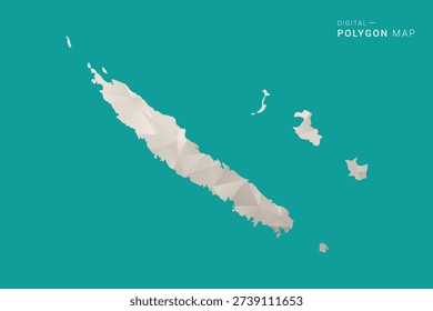 New Caledonia Map - Green and Gray Polygon Vector Illustration, Low Poly Geometric Design with Clean Minimal Style on Solid Background for Infographic Use.