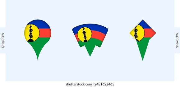 New Caledonia Map Markers Set. Perfect for projects related to New Caledonia, travel, geography, and international representation. Vector collection.