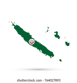 New Caledonia map in Organisation of Islamic Cooperation (OIC) flag colors, editable vector.