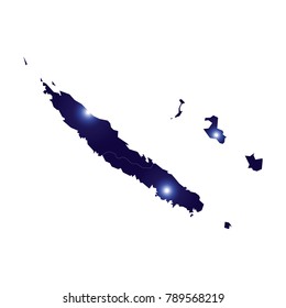 New Caledonia map in Universal Postal Union (UPU) flag colors, editable vector. New Caledonia map in Organization of the Petroleum Exporting Countries (OPEC) flag colors, editable vector.