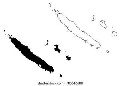 New Caledonia map vector illustration, scribble sketch New Caledonia Island