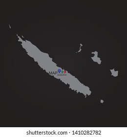 New Caledonia map vector silhouette, New Caledonia vector map. Black icon on white background. - Vector