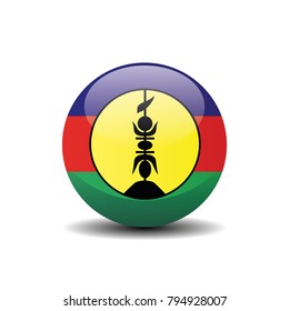 New Caledonia national circle button flag background texture. Vector illustration.