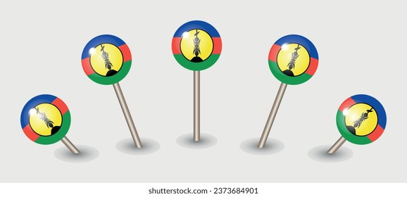 New Caledonia national flag map marker pin icon illustration