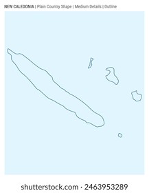 New Caledonia plain country map. Medium Details. Outline style. Shape of New Caledonia. Vector illustration.
