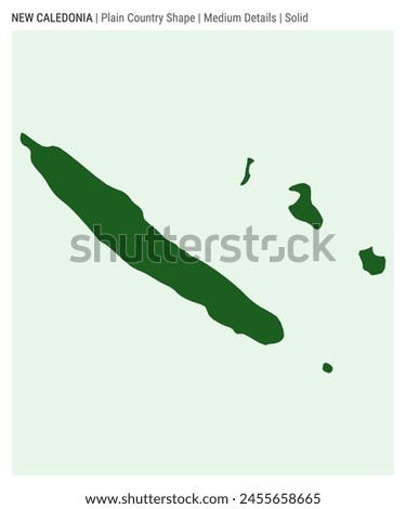 New Caledonia plain country map. Medium Details. Solid style. Shape of New Caledonia. Vector illustration.