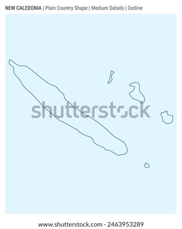 New Caledonia plain country map. Medium Details. Outline style. Shape of New Caledonia. Vector illustration.