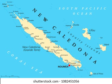 New Caledonia Political Map Capital Noumea Stock Vector (Royalty Free ...