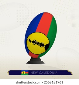 New Caledonia Rugby Ball on Rugby Kicking Tees with Modern Design. Illustration perfect for sports, national pride, and rugby-related projects.