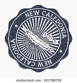 New Caledonia stamp. Travel rubber stamp with the name and map of the country, vector illustration. Can be used as insignia, logotype, label, sticker or badge of New Caledonia.