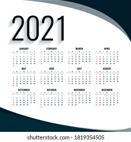 nuevo calendario 2021 vector último diseño