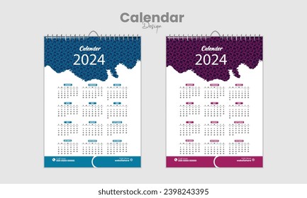 New calendar design 2024 vector premium