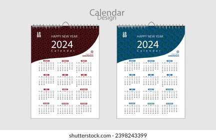 Nuevo diseño de calendario prima de vector 2024