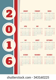 New calendar design for year 2016 with circles 