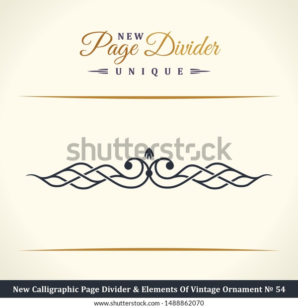 New Calligraphic book Page Divider and Elements of\
vintage ornament. Crest or retro logo in vector lines. Golden royal\
decorative border
