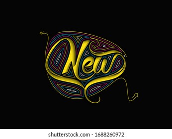 Diseño de ilustración de vector de texto de línea plana de nuevo caligráfico