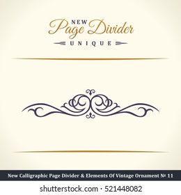 New Calligraphic Page Divider and Element of vintage ornament. Elements for retro logo and vector crest, decorative border line ?11