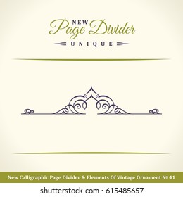 Novo Divisor de Página Caligráfica e Elemento de ornamento vintage. Elementos para logotipo retro e crista vetorial, linha de borda decorativa. Pistachio real livro de fronteira