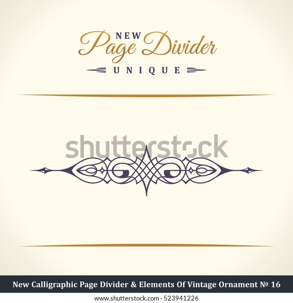 New Calligraphic Page Divider and Element of vintage
divider ornament. Elements for retro logo and vector crest,
decorative border line