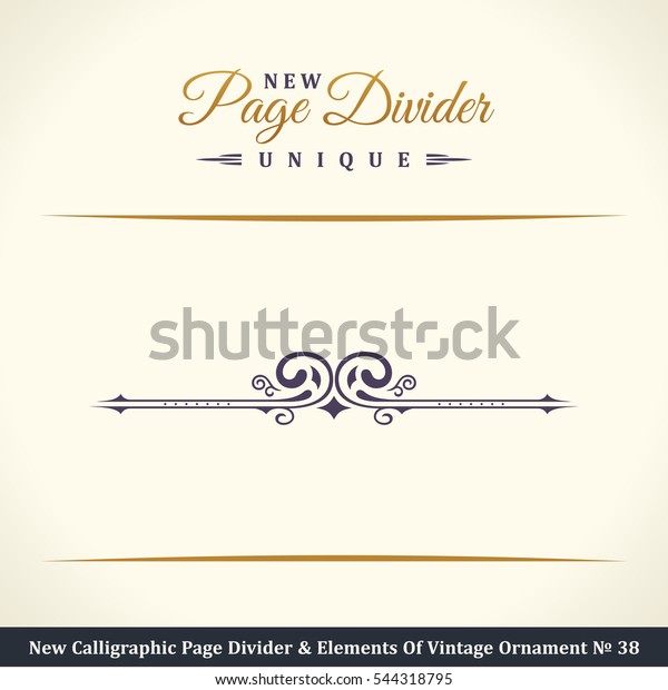 New Calligraphic Page Divider and Element of\
vintage ornament. Elements for retro logo and vector crest,\
decorative border line. Gold royal border\
book