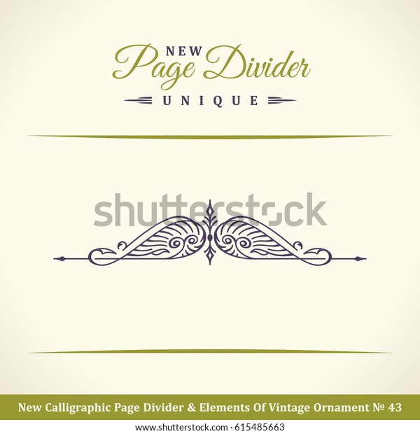 New Calligraphic Page Divider and\
Element of vintage ornament. Elements for retro logo and vector\
crest, decorative border line. Pistachio royal border\
book