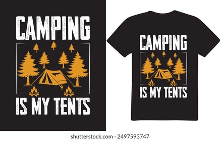 New Camping T-shirt Design Bundle, Camping vector T-shirt Designs, 
Typography T-Shirt Design, Adventure travel lettering T-Shirt Design, Mountain Pine Tree Hiking Vector design, New Camping vector