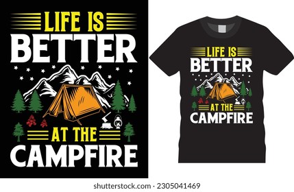 New Camping Typography t-shirt design Today's forecast mostly camping design vector retro Template. Camping Design Colorful T-shirt premier Vector Camping design ready for vintage Banner Poster vector