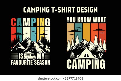 New Camping vintage   T-shirt Design 