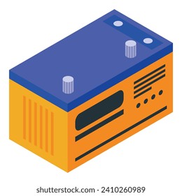 New car battery icon isometric vector. Full energy. Mobile charger