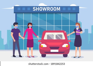 New car buyer 2D flat vector concept for banner, website, illustration, landing page, flyer, etc.