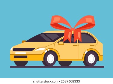 New car gift isolated concept. Vector graphic design illustration 