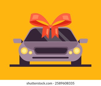 New car gift isolated concept. Vector graphic design illustration 
