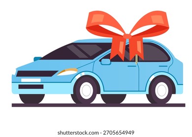 Nuevo concepto aislado del regalo del coche. Vector Diseño gráfico ilustración