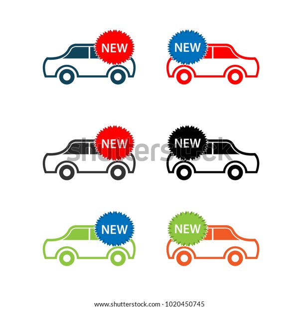 New car icon\
set, flat design. Car icon\
set.