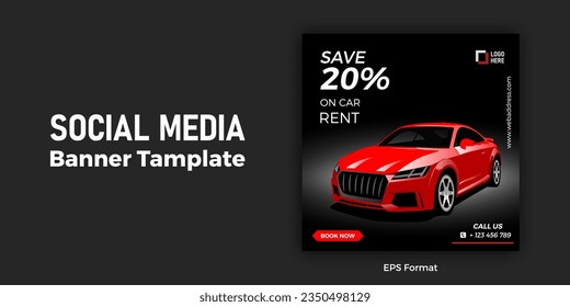 New car rent, sell post, banner design vector.