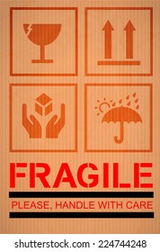 New card board paper box with  warning  sign icon vector design