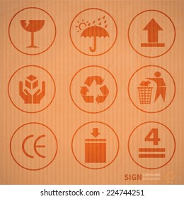 New card board paper box with  warning  sign icon vector design