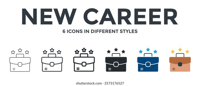 New Career Icon In Different Style Vector Illustration. Designed In Thin Line, Regular Line, Bold Line, Glyph, Color Fill, And Flat Style Can Be Used For Web