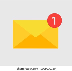 New cartoon icon of New Message, Mail, E Mail, Envelope icons on Yellow color. Can use for printing, website, presentation element. For app demo on phone. White background.