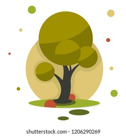 New cartoon style tree icon isolated on white background can use like design element
