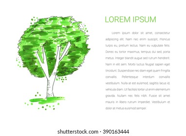 New cartoon style tree icon isolated on white background can use like design element