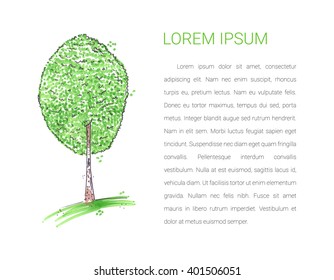 New cartoon style tree icon isolated on white background can use like design element